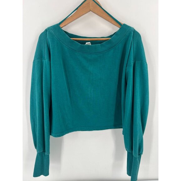Daily Practice by Anthropologie Women Size Medium Teal Blue Boatneck Pullover - Picture 1 of 9